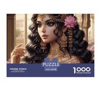 Puzzle 1000 pièces Reine Indienne Cadeau - Femme Indienne Sari Rose décoration Murale 52x38cm