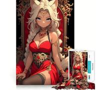 Puzzle 1000 pièces Reine Renarde Anime Jeu de développement cognitif Surface Lisse sans bavures Activité relaxante en Groupe à l'intérieur (38x52cm)