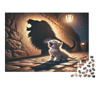 Puzzle 1000 pièces Relaxant Ombre de Chaton Mignonne Lueur de Minuit Soulagement du Stress Exercice cérébral pour Seniors Adolescents débutants 38x26cm/1000 pièces