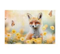 Puzzle 1000 Pieces Renard 75x50cm Puzzle Adulte Fleur de Qualité, Colorés, Supérieure Défi éducatif Jouets pour Familial Les Soirées de Jeu pour Cadeau Femme Cadeau Homme Decoration Noel Chambre B-52