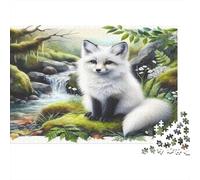Puzzle 1000 pièces Renard Arctique Blanc, Design Forêt, Carton Recy cor Mural Encadrable, Adultes, 52x38cm