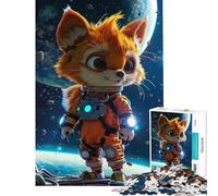 Puzzle 1000 pièces Renard Astronaute confiant pour Anniversaire Noël décoration intérieure Jeu éducatif Convient aux Personnes de 14 Ans et Plus (50x75cm)