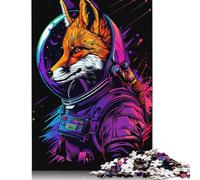 Puzzle 1000 pièces Renard Astronaute néon pour Adultes, Cadeau d'halloween, Jouets éducatifs et éducatifs, 1000 pièces (75 x 50 cm)