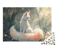 Puzzle 1000 pièces Renard Blanc forêt Fantaisie, Carton épais, Relaxation, Difficile, Cadeau Anniversaire, 52x38cm