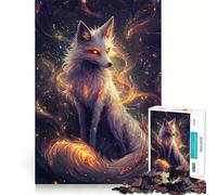 Puzzle 1000 pièces Renard Céleste Lumineux Découpe précise,Casse-tête Artistique et logique,Jeu de Loisirs Amusant,décoration Murale de Noël (38x52cm)