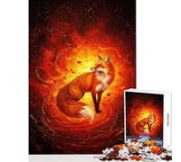 Puzzle 1000 pièces Renard dans Un Tourbillon de feu Art numérique Jeu éducatif Analyse et logique Jouet Anti-Stress Cadeau Unique d'anniversaire et de Noël (50x75cm)