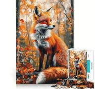 Puzzle 1000 pièces Renard d'automne dans Les Bois Découpe Lisse,Jeu de réflexion,Cadeau,Moment de détente,décoration de Noël (38x26cm)