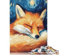 Puzzle 1000 pièces Renard endormi Nuit étoilée Difficulté Puzzles Jeux éducatifs Jouets Cadeaux de Noël 1000 pièces (75 x 50 cm)