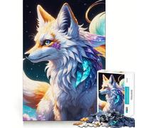 Puzzle 1000 pièces Renard Esprit céleste dans Une Nuit Mystique Découpe précise Jeu créatif et Artistique Temps de Jeu Calme Cadeau d'anniversaire Loisirs créatifs (50x75cm)