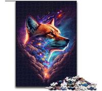Puzzle 1000 pièces Renard étoilé en Bois, décoration idéale pour la Maison ou Le Bureau, Cadeau de Noël idéal 50x75cm, décoration Artistique à Faire soi-même, Cadeau d'anniversaire idéal
