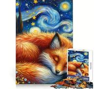Puzzle 1000 pièces Renard fantaisiste Nuit étoilée pour Adolescents logique, détente, Bords Nets, Cadeau mémorable (38x26cm)