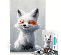 Puzzle 1000 pièces Renard givré Souriant pour Adultes Jeu de logique mentale Anti-Stress Découpe Ferme 50x75cm