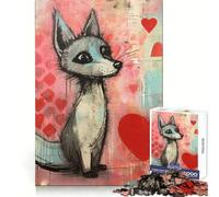 Puzzle 1000 pièces Renard Gris Amoureux pour Adultes, idéal pour la Saint-Valentin Exercice Mental, détente et Cadeau d'anniversaire précis (38x26cm)