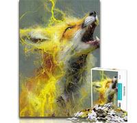 Puzzle 1000 pièces Renard Jaune Puzzles 1000 pièces pour Adultes Adolescents, Jouets éducatifs Jeux Anti-Stress décoration Murale 50x75cm