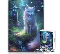 Puzzle 1000 pièces Renard Kitsune Blanc Néon pour Adolescents - Jeu d'apprentissage ludique et Stimulant pour Les fêtes - Dimensions:50x75cm