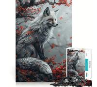 Puzzle 1000 pièces Renard Kitsune Mystique pour Adultes Jeu de logique Fine et silencieuse Bords Nets Cadeau mémorable (38x26cm)