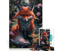 Puzzle 1000 pièces Renard Mystique dans l'étang pour Adolescents, idéal pour renforcer la mémoire, Loisirs à la Maison, Bords Nets, Cadeau précieux (50x75cm)