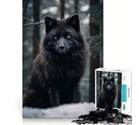 Puzzle 1000 pièces Renard Noir Bordure sans Couture,Jeu de Réflexion Amusant,Temps de Détente,Cadeau Artistique de Noël (38x26cm)