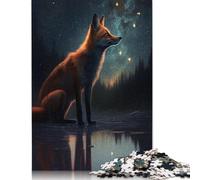 Puzzle 1000 pièces Renard Nuit Animal Puzzles Carrés, pour Adultes et Puzzles Papier pour Cadeaux 1000pcs (38x26cm)