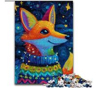 Puzzle 1000 pièces Renard Portant Une écharpe pour Adolescents, Jeu Stimulant, idéal comme Cadeau pour Toute la Famille (50x75cm)