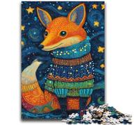 Puzzle 1000 pièces Renard Portant Une écharpe pour Adultes et Adolescents, Jouet éducatif et décompressant, Cadeau d'anniversaire, décoration Murale (38x52cm)