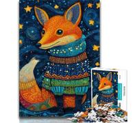 Puzzle 1000 pièces Renard Portant Une écharpe pour Adultes, Jouets éducatifs et éducatifs, Jeux de Famille, Cadeaux pour Amis et Famille 38x26cm