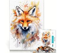 Puzzle 1000 pièces Renard Roux Aquarelle pour Adolescents, Jeu Intelligent, Jeu d'intérieur, découpe précise, Cadeau Exquis (38x52cm)
