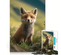 Puzzle 1000 pièces Renard Roux Bébé Découpe Lisse Jeu de Réflexion Cadeau Attente de Détente Décoration de Noël (38x52cm)