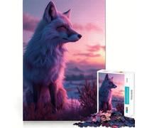 Puzzle 1000 pièces Renard Roux Coucher de Soleil Esthétique Cadeau pour Adultes Défi Mental Jeu de détente Facile Découpe précise Idée Cadeau spéciale (50x75cm)
