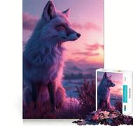 Puzzle 1000 pièces Renard Roux Coucher de Soleil esthétique pour Adolescents Renforce la mémoire Amusant et Relaxant Bords Lisses Liste de souhaits du Père Noël (38x26cm)