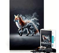 Puzzle 1000 pièces Renard Roux dans la fumée pour Adultes, Jeu de réflexion, Divertissement paisible, pièce de Collection aux découpes soignées (38x52cm)