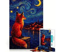 Puzzle 1000 pièces Renard Roux sous Un Ciel étoilé pour Adolescents Renforce la mémoire, apaise et détend, Bords Lisses, (50x75cm)