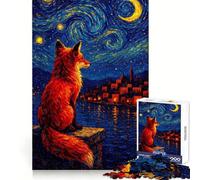Puzzle 1000 pièces Renard Roux sous Un Ciel étoilé pour Adolescents Renforce la mémoire, apaise et détend, Bords Lisses, (50x75cm)