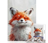 Puzzle 1000 pièces Renard Souriant et Heureux Décoration intérieure Jouet Cadeau d'anniversaire Jeu Pratique Convient pour décorer Un Bureau Dimensions 50x75cm