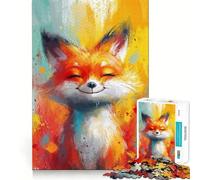 Puzzle 1000 pièces Renard Souriant sans Couture,Jeu de réflexion Amusant,Divertissement idéal pour se détendre,Cadeau Artistique de Noël (38x52cm)