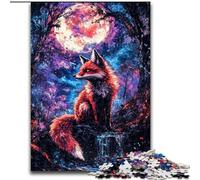 Puzzle 1000 pièces Renard sous la Lune, à partir de 14 Ans, Jeux éducatifs, Jouets à Faire soi-même, Illustration, Cadeau (Taille 26x38cm)