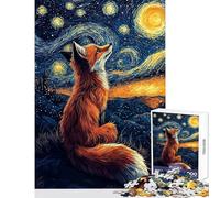 Puzzle 1000 pièces Renard sous Un Ciel étoilé pour Adolescents Jeu Manuel idéal pour Les Couples décoration intérieure Cadeau Original d'anniversaire ou de Noël (38x52cm)