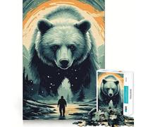 Puzzle 1000 pièces Rencontre avec l'ours,Jeu cognitif,Cadeau,Scène de Noël chaleureuse et Amusante (38x52cm)