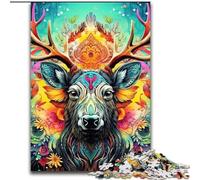 Puzzle 1000 pièces Renne Animaux Puzzles Difficiles pour Adultes pour Les Anniversaires, Les Vacances et la décoration intérieure (Taille 26x38cm)