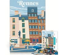 Puzzle 1000 pièces Rennes France Illustration de Voyage Découpe précise Jeu cognitif et ludique Loisirs Scène de Noël (38x52cm)