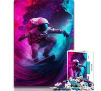 Puzzle 1000 pièces représentant des astronautes et Surfant dans l'espace, idéal pour Les Adolescents, idéal pour Les Cadeaux, 38x26cm