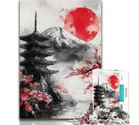 Puzzle 1000 pièces représentant des cerisiers en Fleurs dans Un Temple Japonais, idéal pour Les Adolescents, Jeu éducatif, décoration Murale, Cadeau Unique pour Anniversaire et Noël (50x75cm)