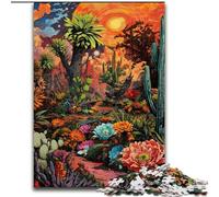 Puzzle 1000 pièces représentant des Plantes du désert, Peinture à l'huile, pour Adultes et Adolescents, activités familiales Amusantes à la Maison, Cadeau d'anniversaire, Cadeau de Voyage (26x38cm)