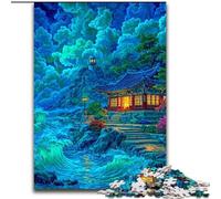 Puzzle 1000 pièces représentant des Tours d'un Palais coréen Traditionnel,idéal pour Les Adultes (Cadeaux),Jeux éducatifs,Jouets à Faire soi-même,avec Affiche et fiche de Questions-réponses