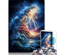 Puzzle 1000 pièces représentant des Vagues du Drapeau américain pour Adultes et Adolescents, Anti-Stress, défi Difficile, renforce l'amour Entre Couples, 50x75cm