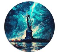 Puzzle 1000 pièces représentant la Peinture à l'huile de Lady Liberty pour Adultes, Puzzle Rond de 1000 pièces, idéal pour décorer et stimuler Le Cerveau, 67,5 x 67,5 cm