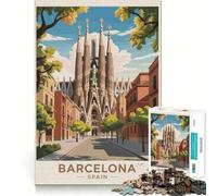 Puzzle 1000 pièces représentant la Sagrada Familia à Barcelone, Espagne, pour Adultes renforcez Votre mémoire, apaisez Votre Esprit, qualité supérieure et Surprise chaleureuse (50x75cm)