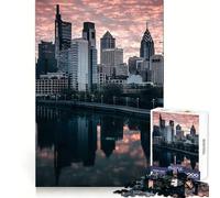 Puzzle 1000 pièces représentant la Skyline de Philadelphie Puzzle pour Adultes Entraînement de la mémoire Évasion reposante Découpe Impeccable Surprise de Noël (50x75cm)