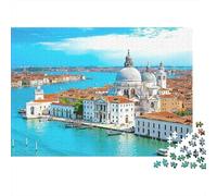 Puzzle 1000 pièces représentant la Vue aérienne des canaux de Venise et de la basilique de Venise. Jeu éducatif pour Adultes, décoration intérieure, défi de Haut Niveau. Dimensions : 70 x 50 cm.