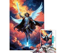 Puzzle 1000 pièces représentant l'archange Michel ailé Le Guerrier avec Une épée dans Les Nuages Idéal pour Un Anniversaire ou Noël Décoration Parfaite Jeu de Construction Convient aux Enfants